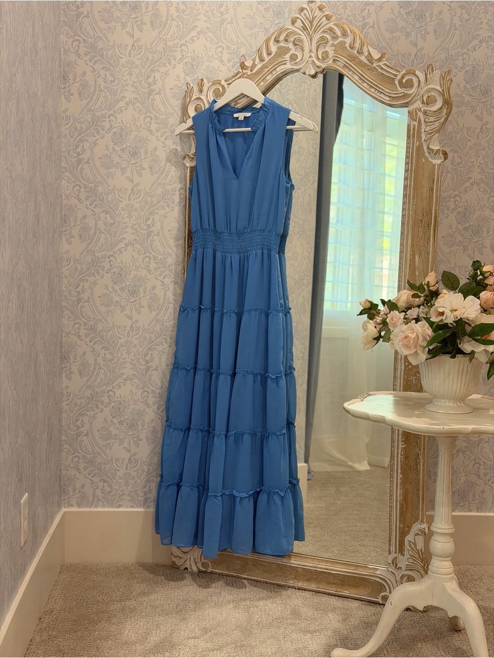 Sleeveless Blue Tiered Maxi Dress - Elegant Women’s Summer Dress